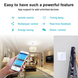 Sonoff EU/US Plug Wifi Wireless Touch Remote Control Tempered Glass Switch Panel LED Light Wall Switch